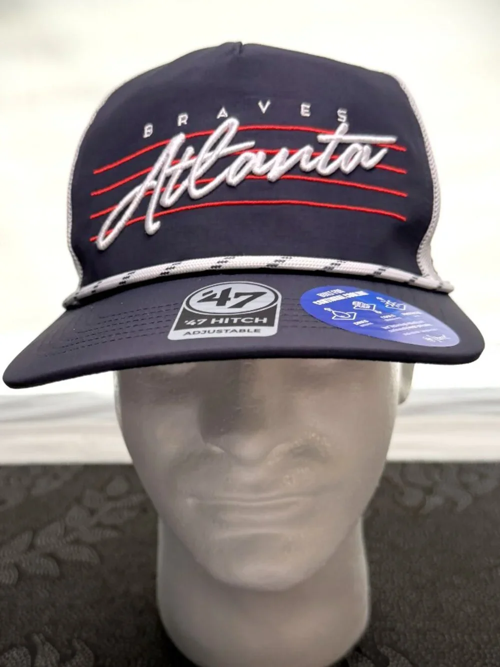 Atlanta Braves '47 Hitch Navy Blue Hitch Rope Snapback White Mesh Back Cap/Hat